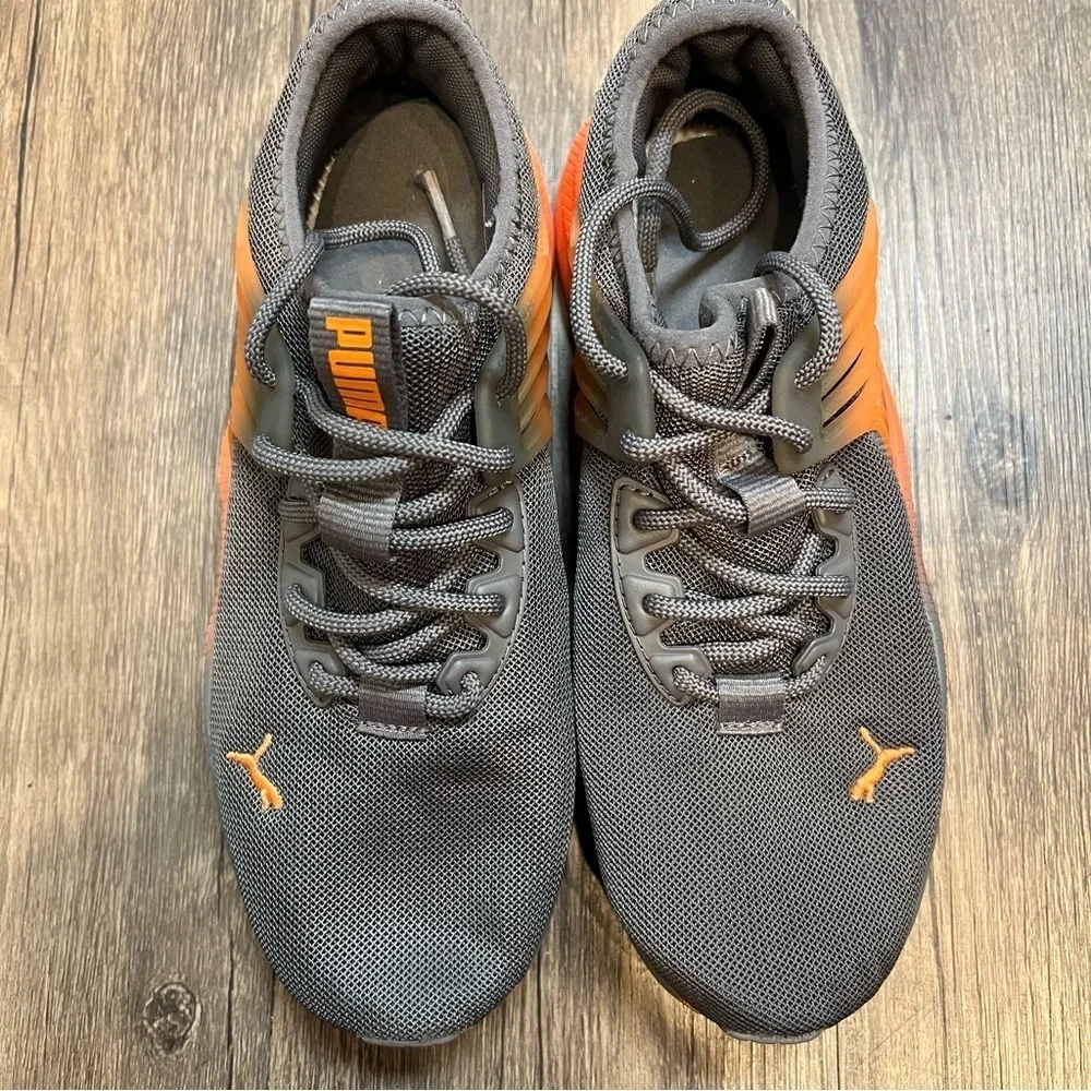 Puma Pacer Future 2Tone Lace Up Youth Grey Orange Sneakers Tennis Shoes Size 5.5